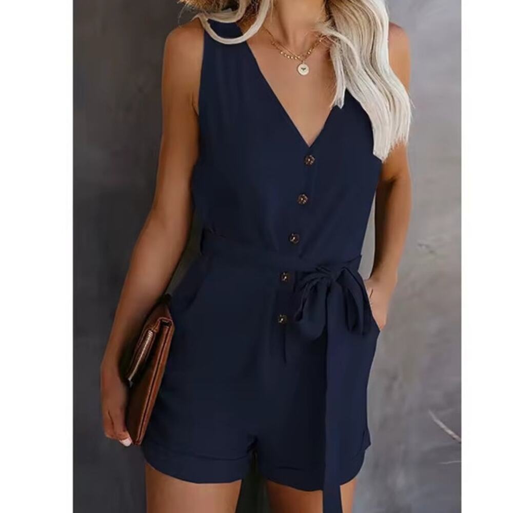 Summer Womens Mini Playsuit Casual Jumpsuit Ladies Holiday Beach  M